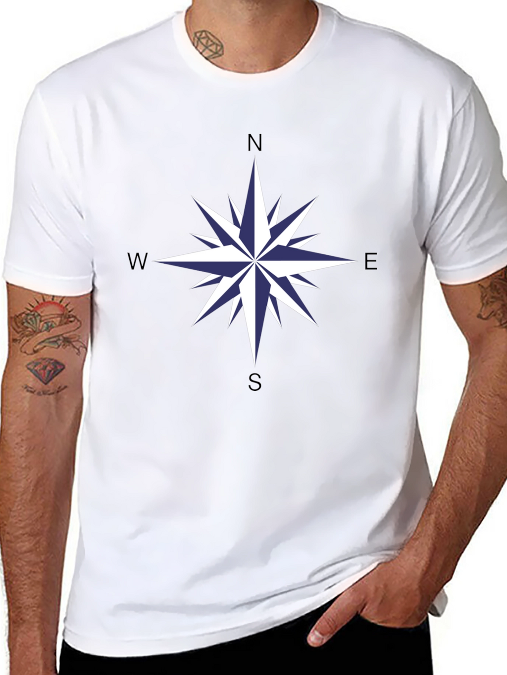 Compass Rose Graphic Tee - Stylish Black Cotton T-Shirt