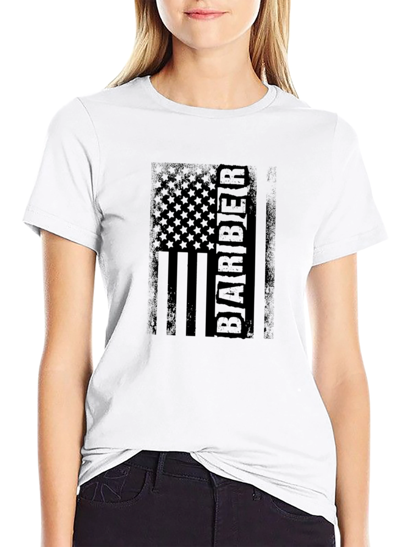 Barber Distressed American Flag Black T-Shirt