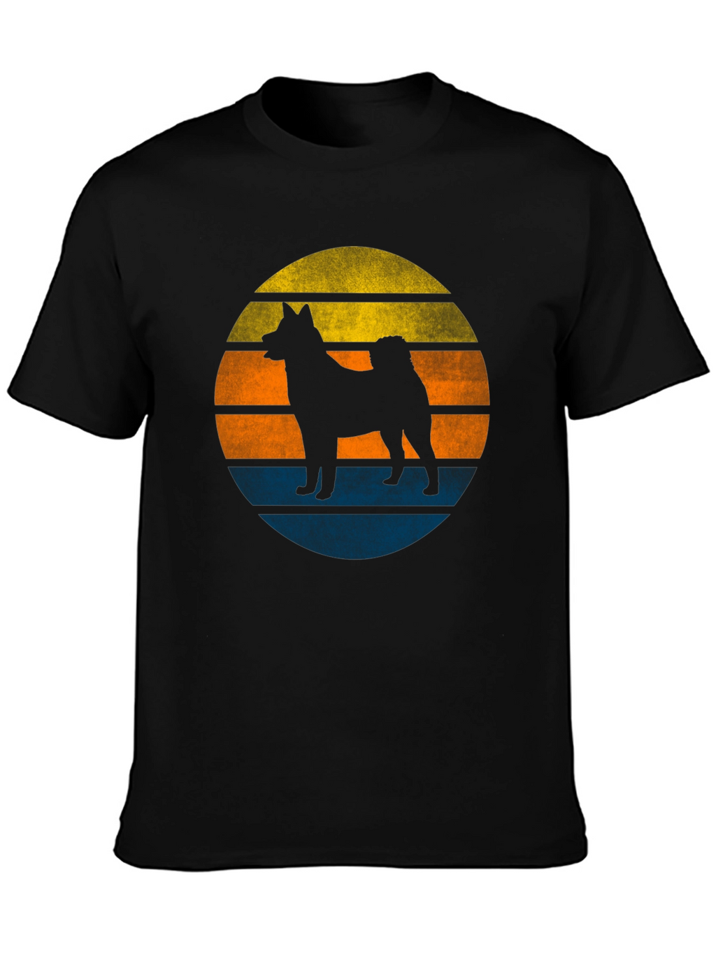 Retro Dog Sunset Graphic Tee - Mens Black T-Shirt