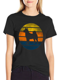 Retro Dog Sunset Graphic Tee - Mens Black T-Shirt