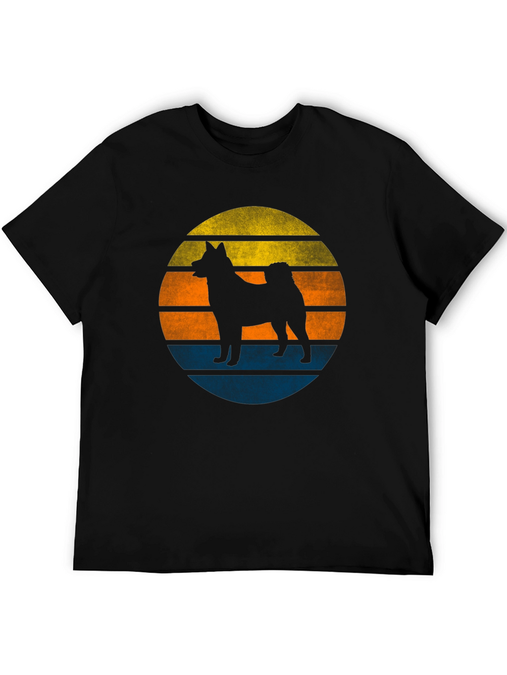 Retro Dog Sunset Graphic Tee - Mens Black T-Shirt