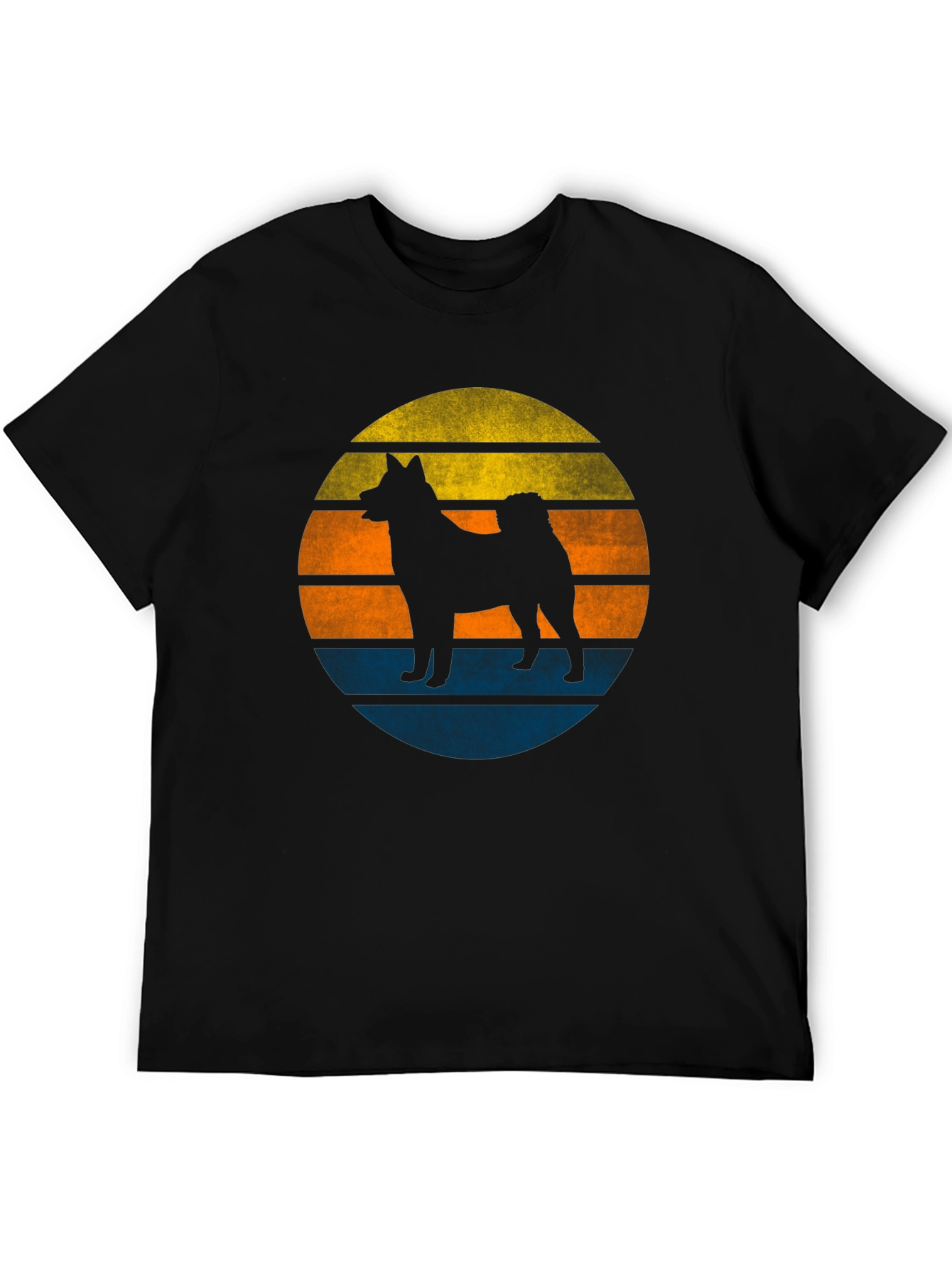 Retro Dog Sunset Graphic Tee - Mens Black T-Shirt
