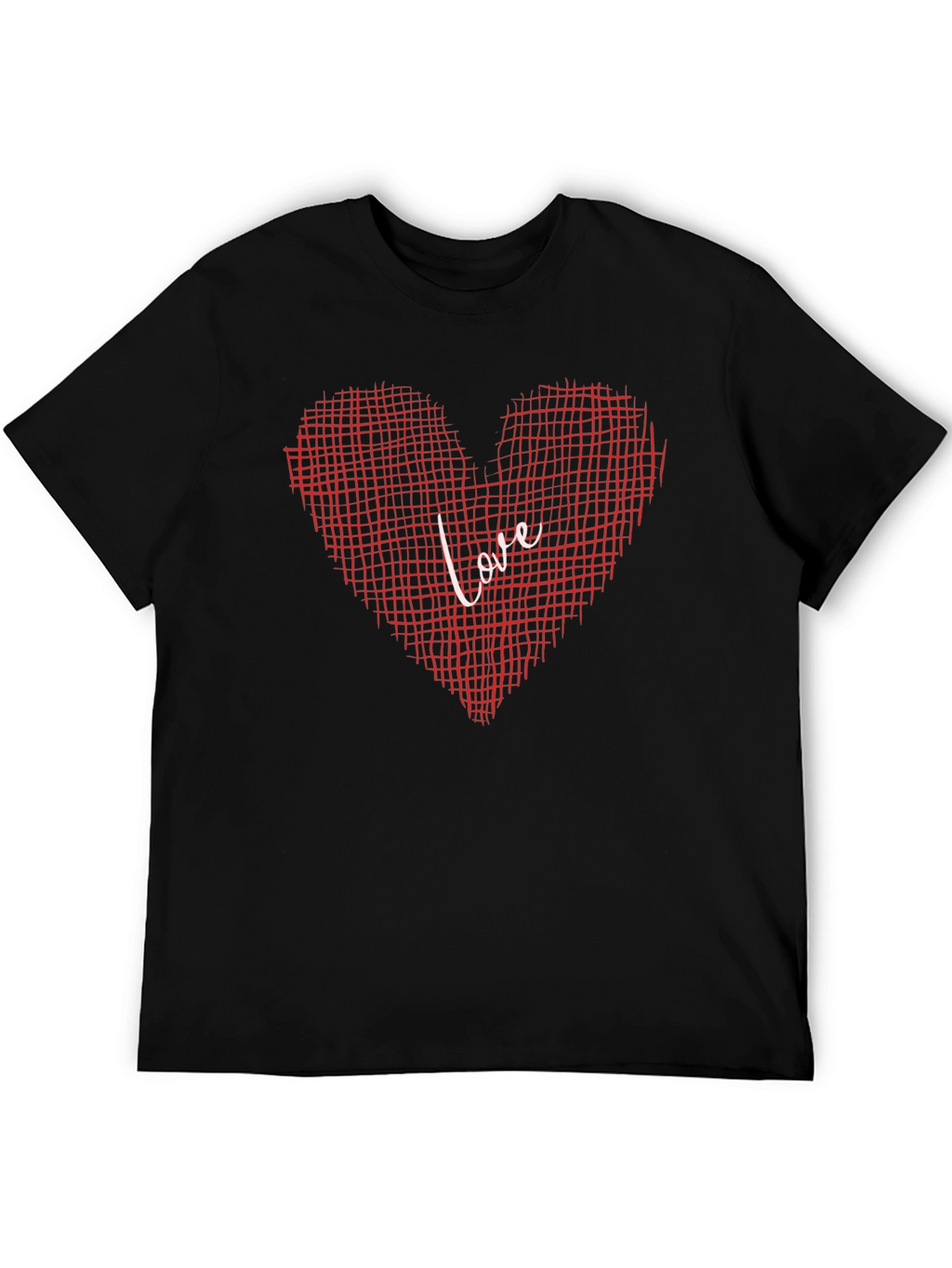 Love Grid Heart Graphic Tee - Black