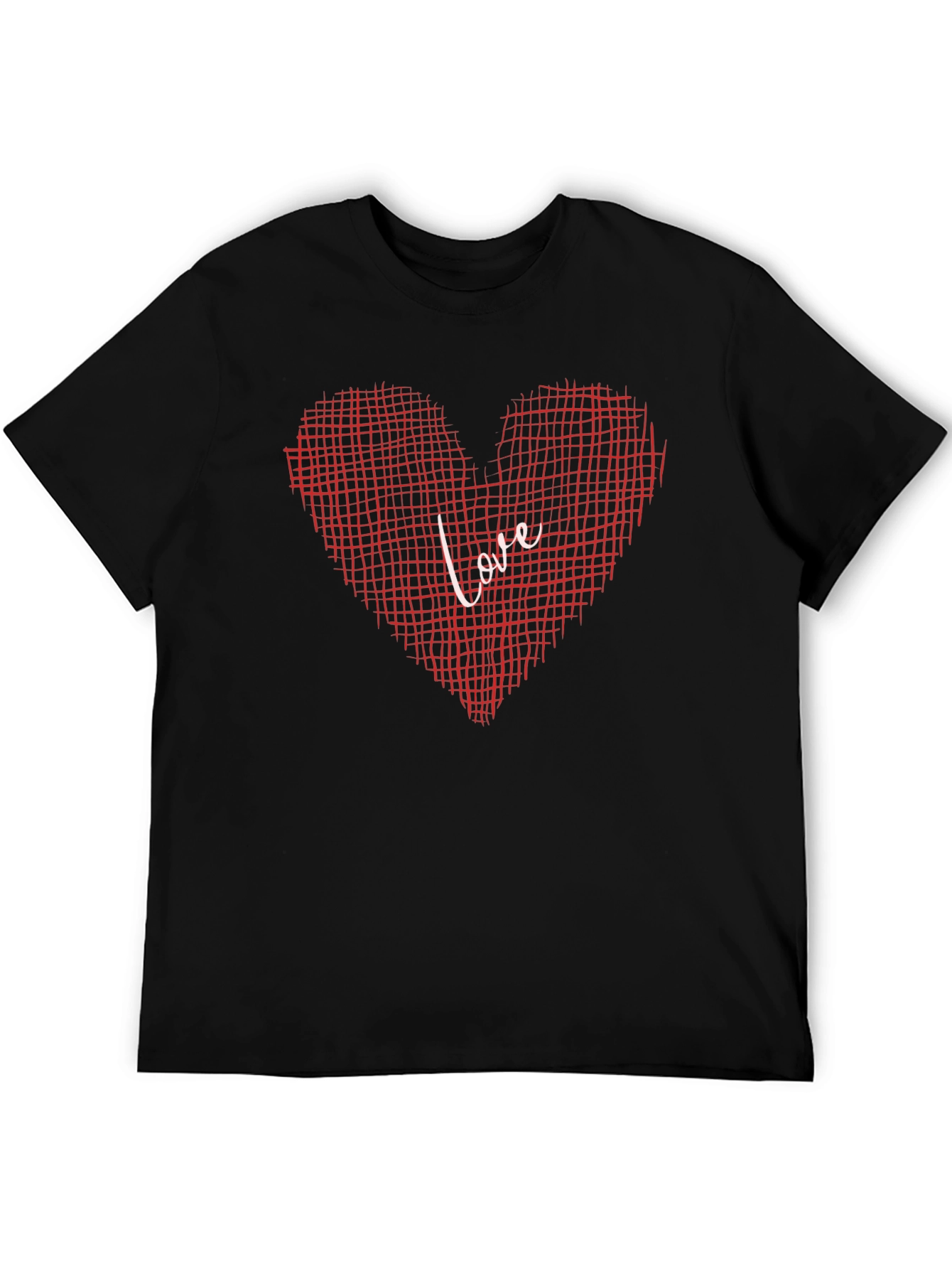 Love Grid Heart Graphic Tee - Black