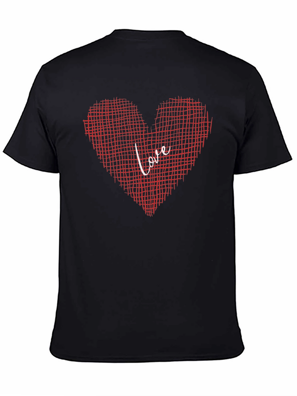 Love Grid Heart Graphic Tee - Black