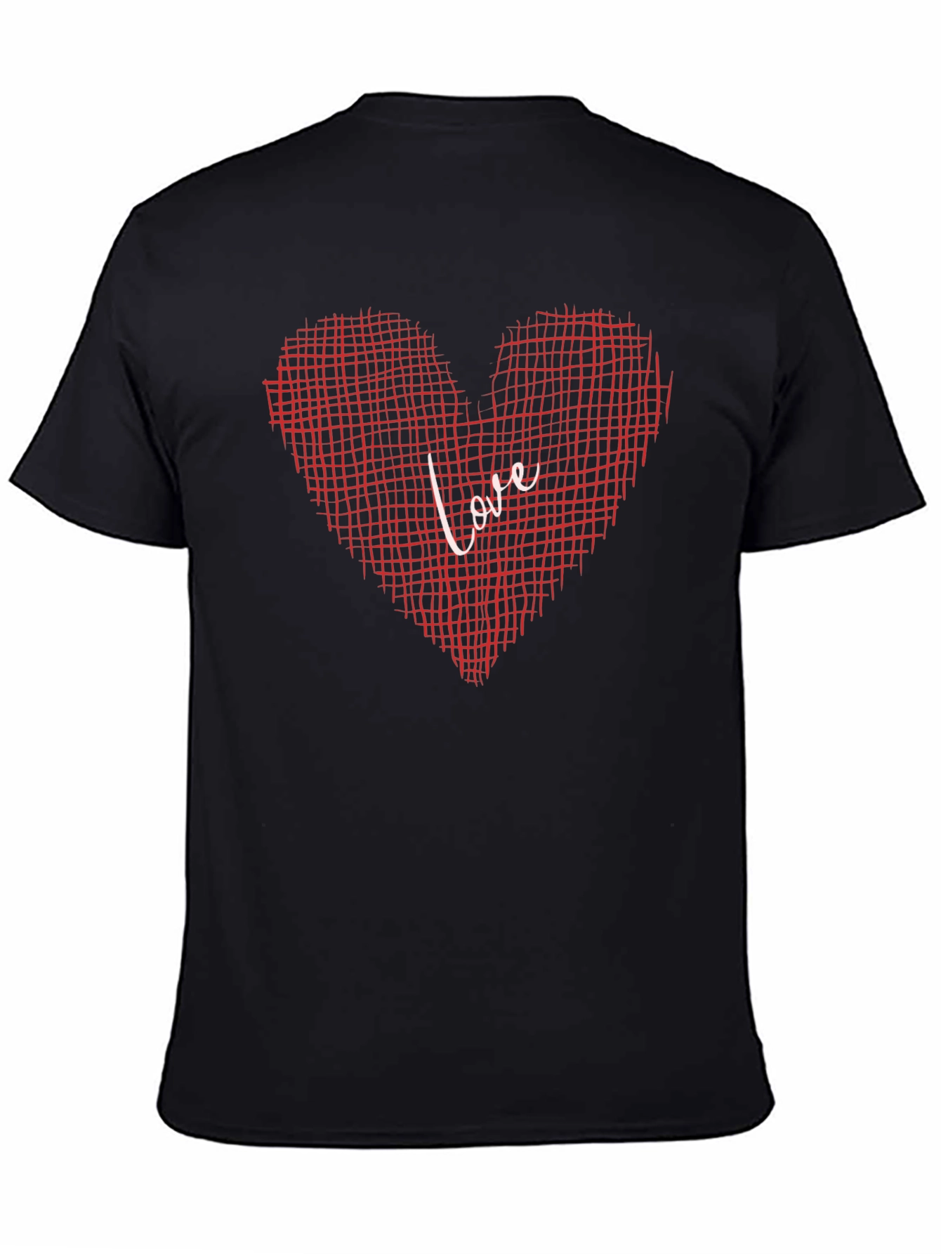 Love Grid Heart Graphic Tee - Black