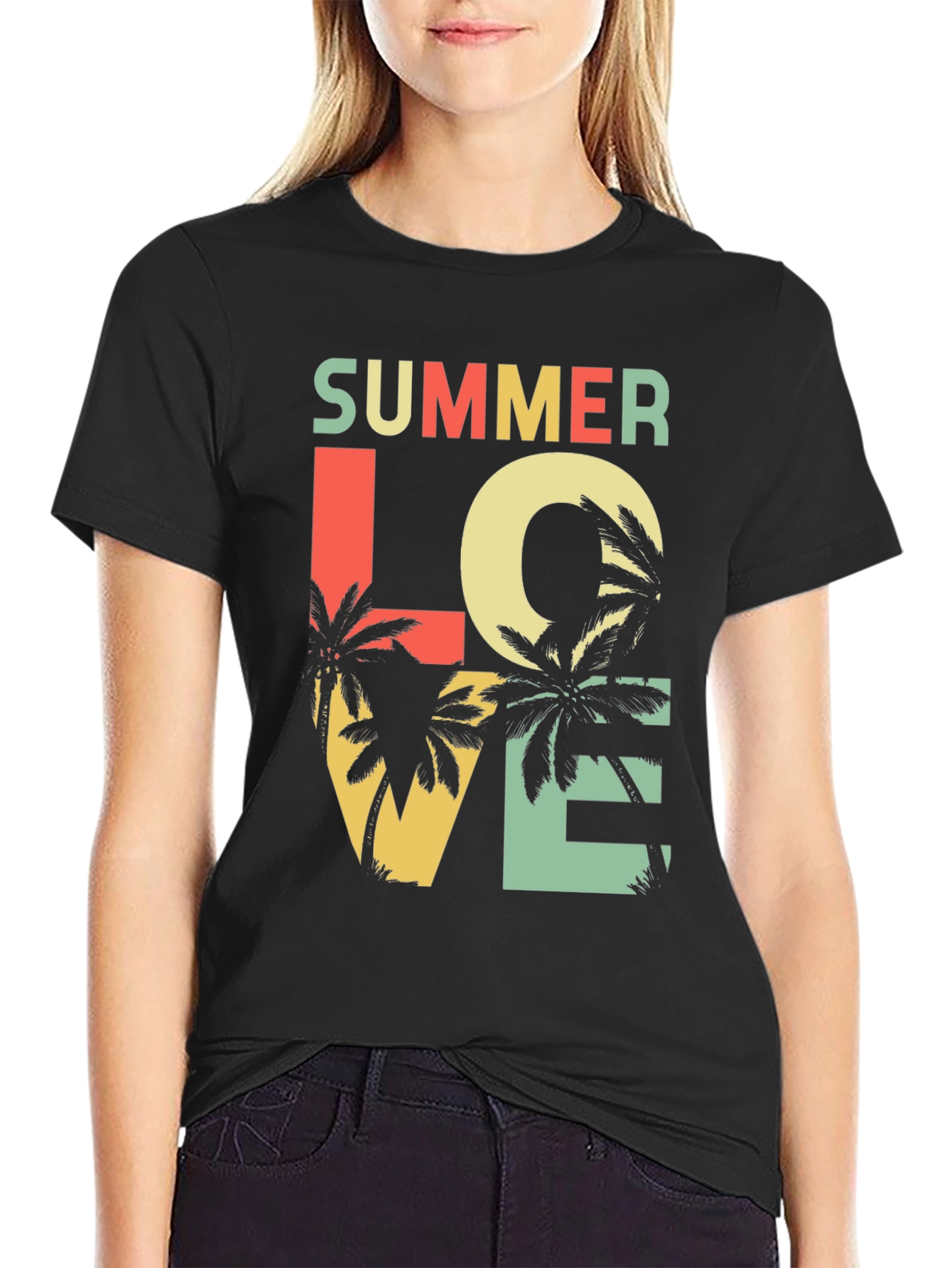 Summer Love Graphic Tee - Palm Tree Design