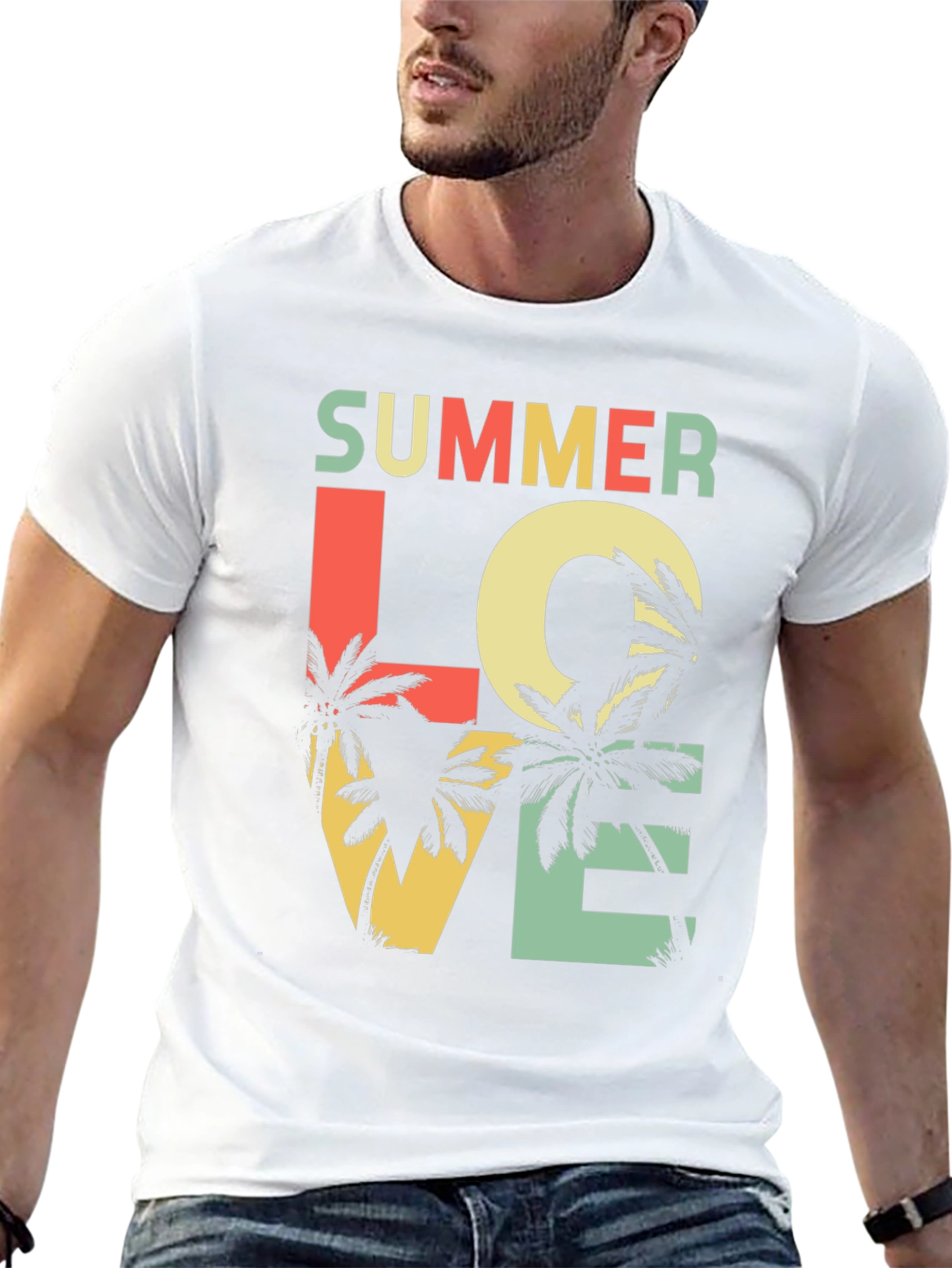 Summer Love Graphic Tee - Palm Tree Design