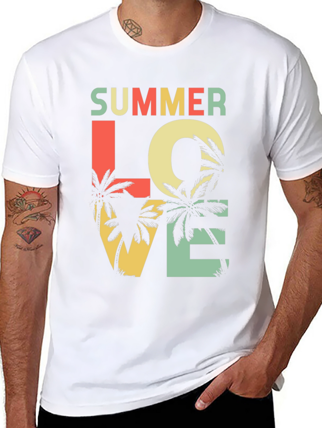 Summer Love Graphic Tee - Palm Tree Design