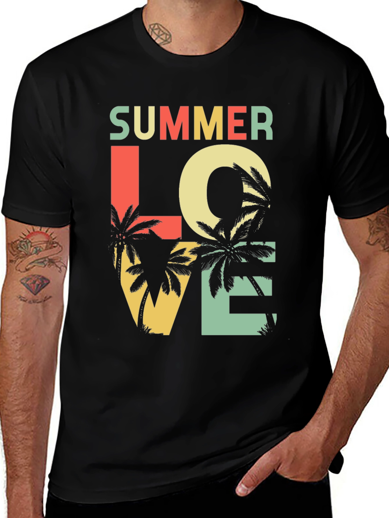 Summer Love Graphic Tee - Palm Tree Design