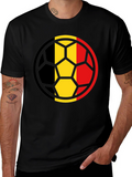Belgium Flag Soccer Ball Black T-Shirt