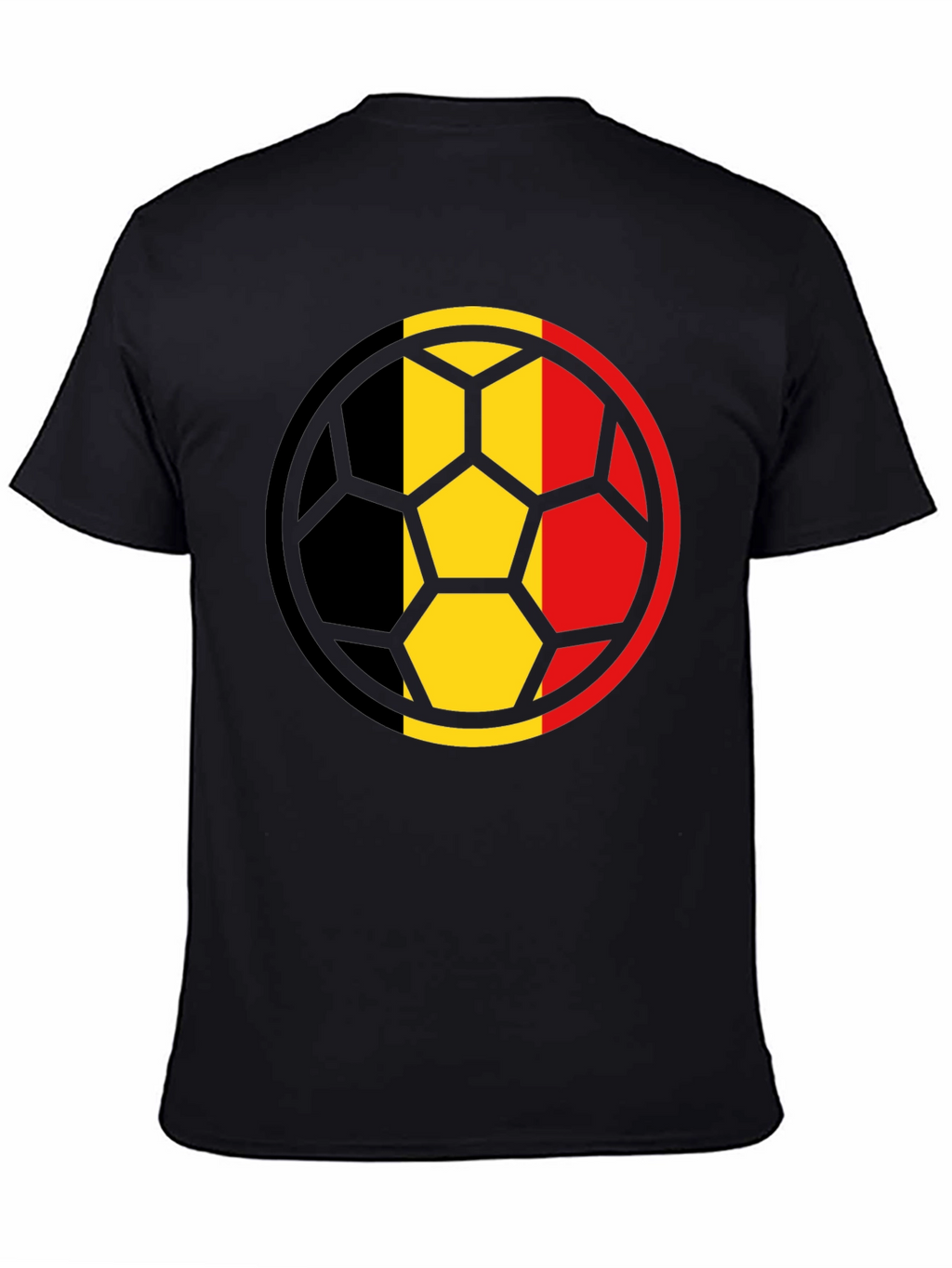 Belgium Flag Soccer Ball Black T-Shirt