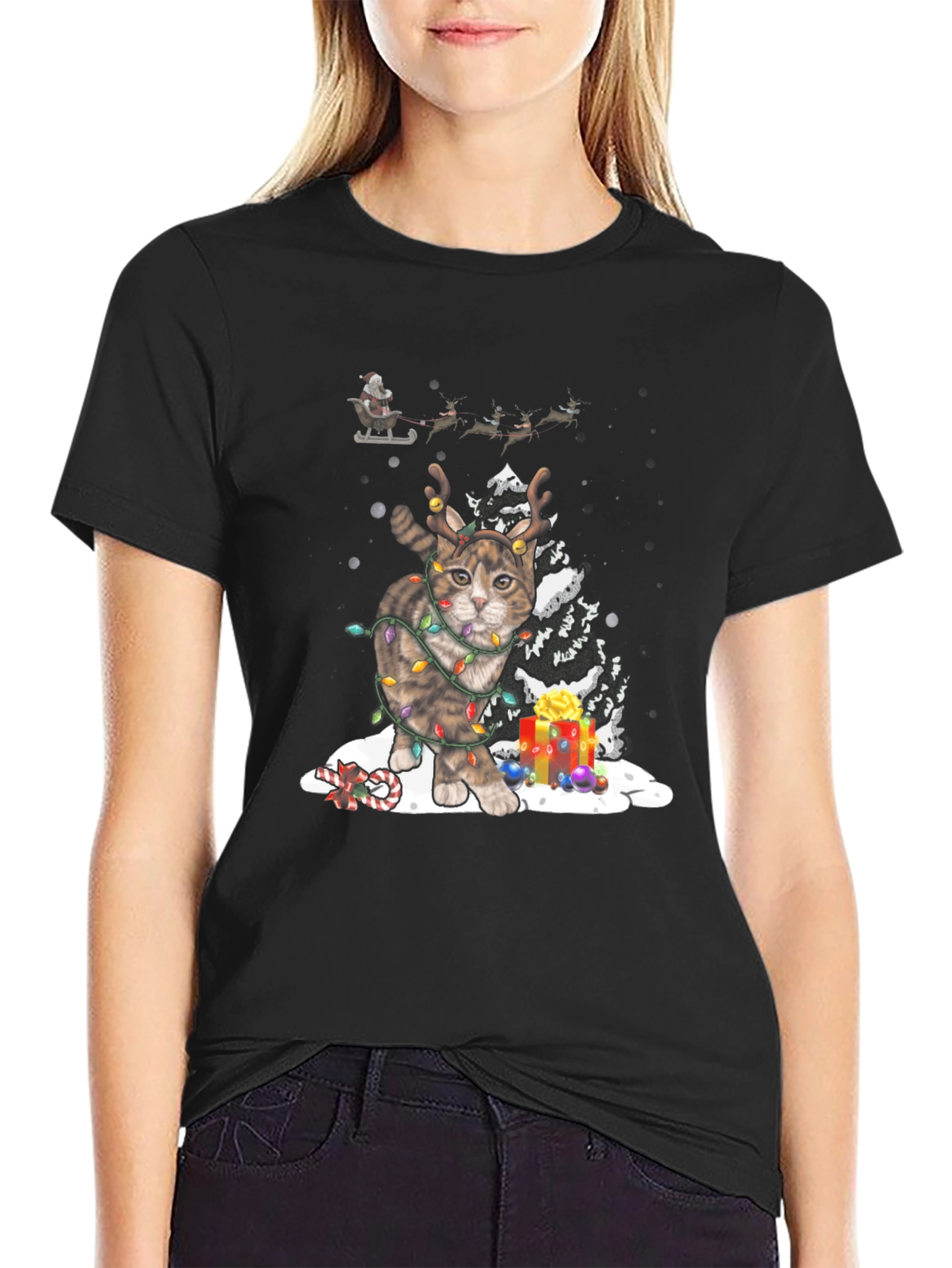Festive Cat Christmas T-Shirt