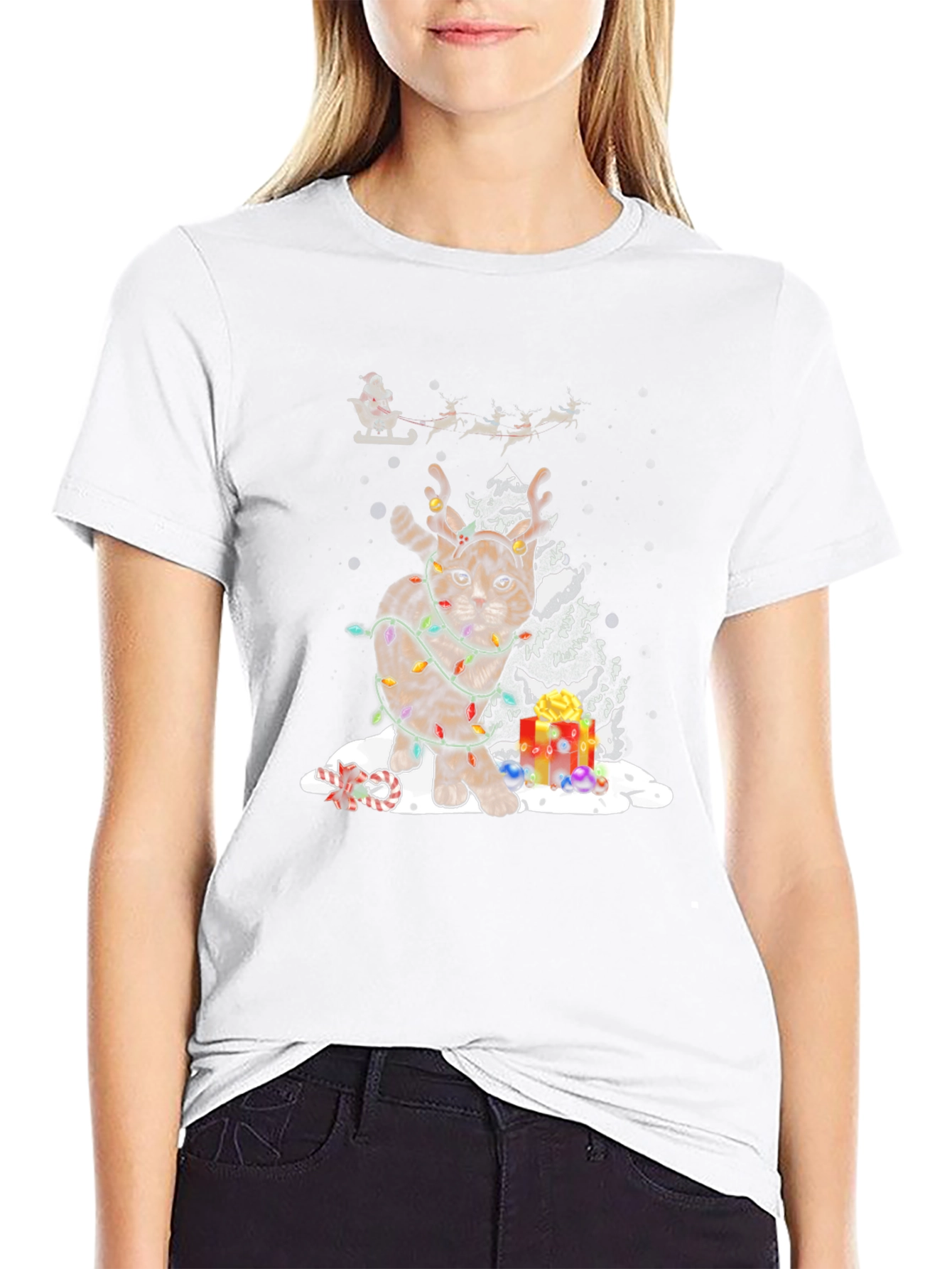 Festive Cat Christmas T-Shirt