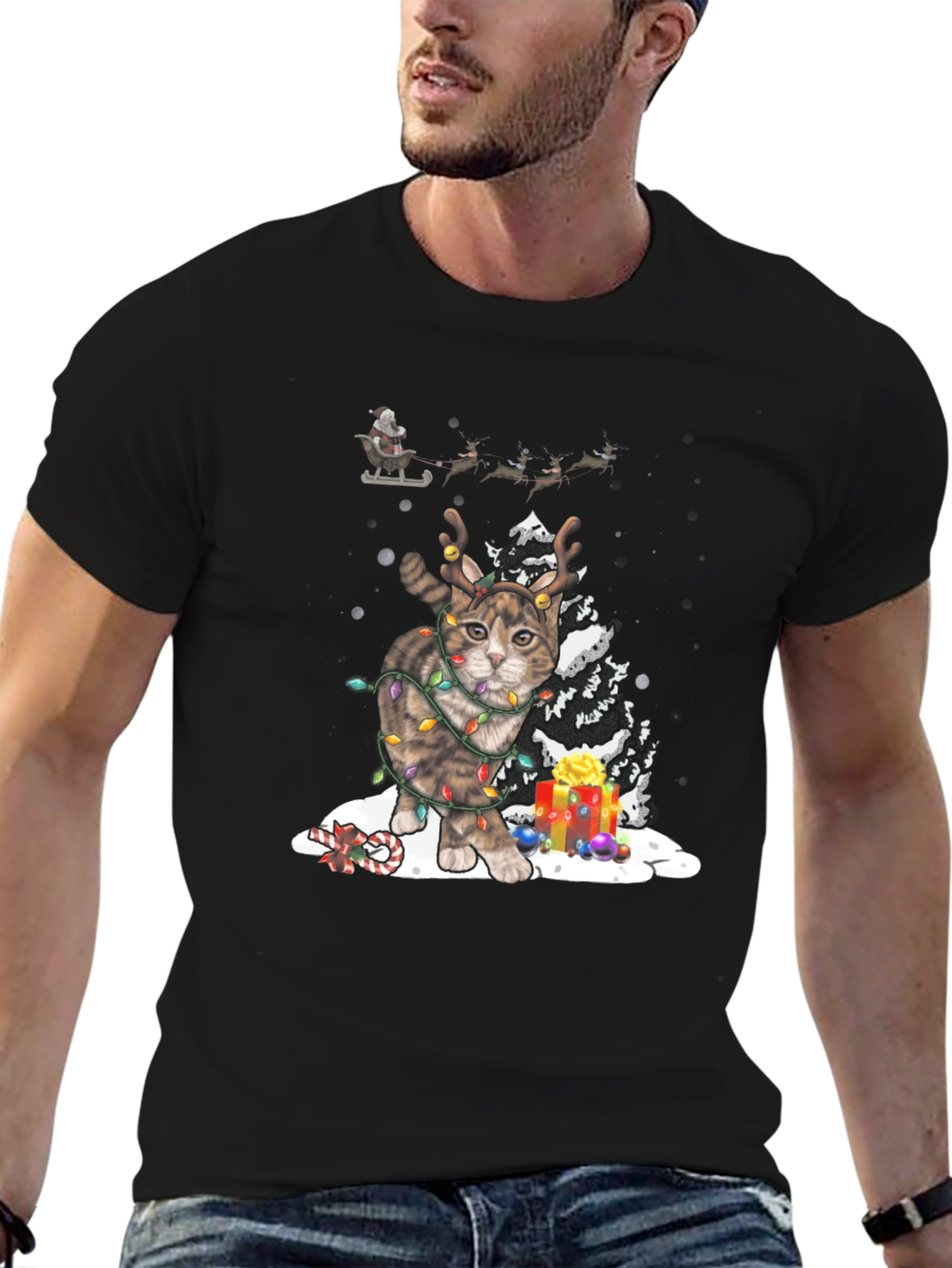 Festive Cat Christmas T-Shirt
