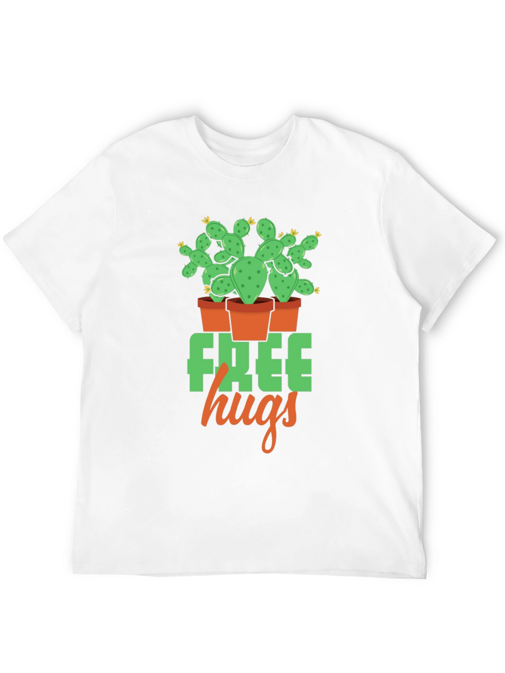 Free Hugs Cactus Graphic T-Shirt - Black