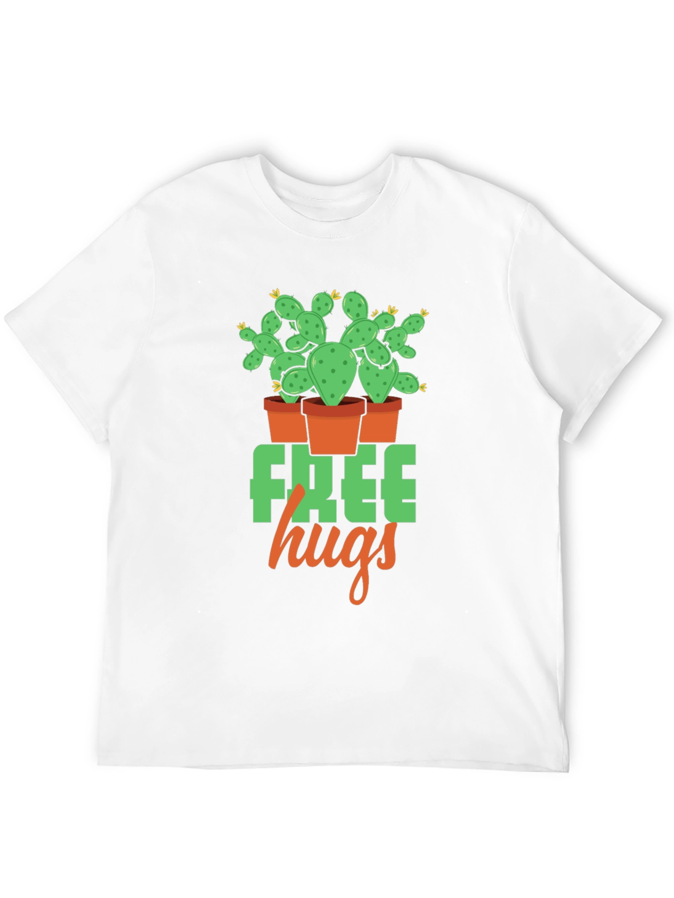 Free Hugs Cactus Graphic T-Shirt - Black