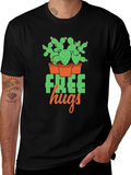 Free Hugs Cactus Graphic T-Shirt - Black