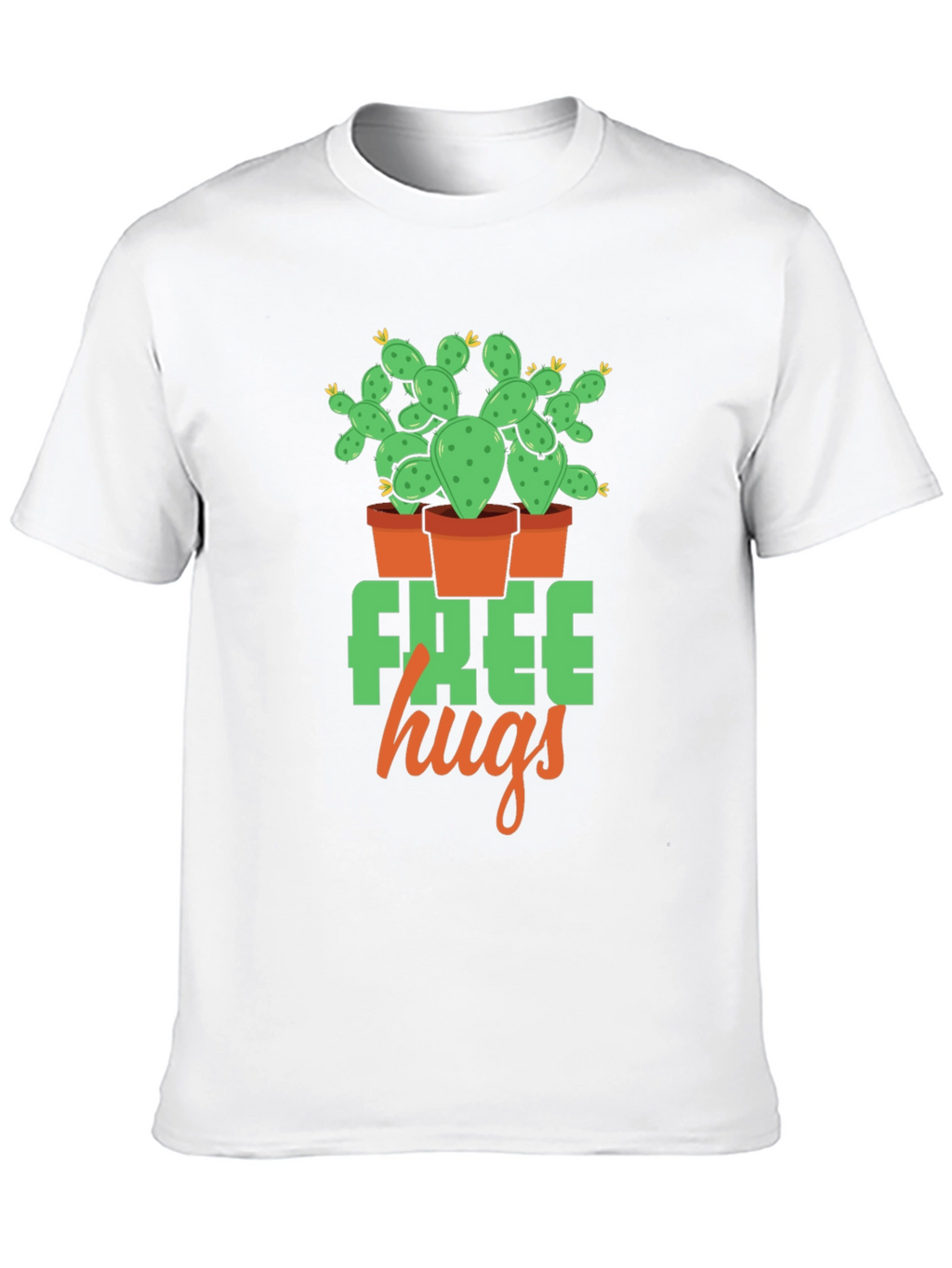 Free Hugs Cactus Graphic T-Shirt - Black