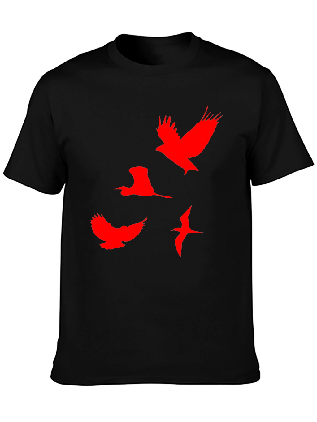 Red Birds Graphic Black T-Shirt