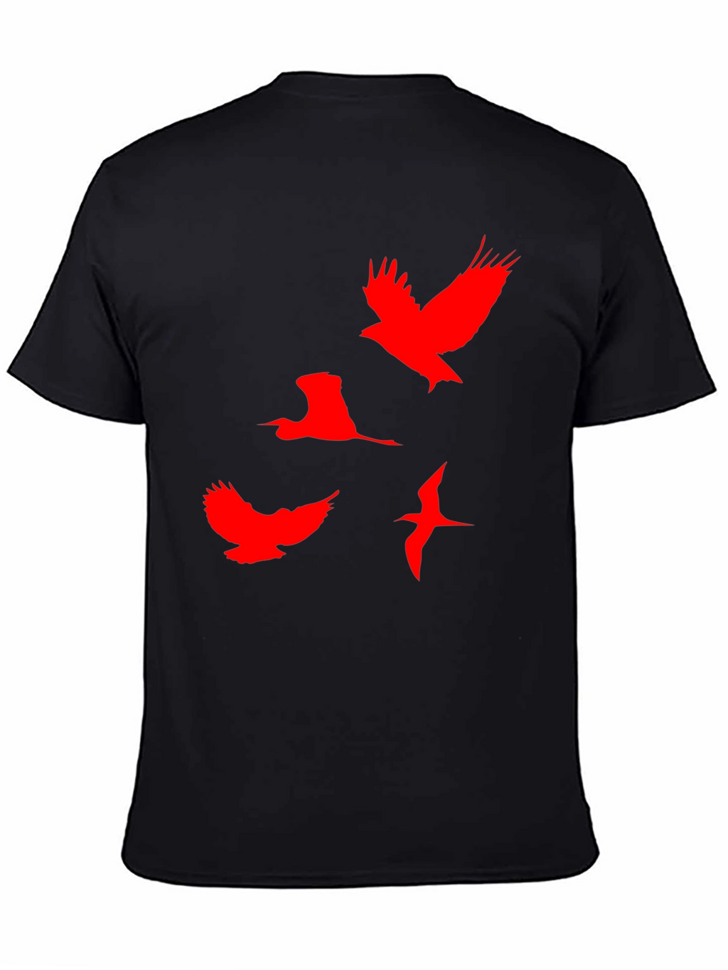 Red Birds Graphic Black T-Shirt