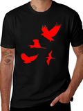 Red Birds Graphic Black T-Shirt