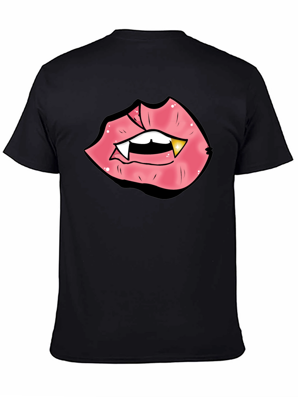 Vampire Lips Graphic Tee - Black Cotton Blend
