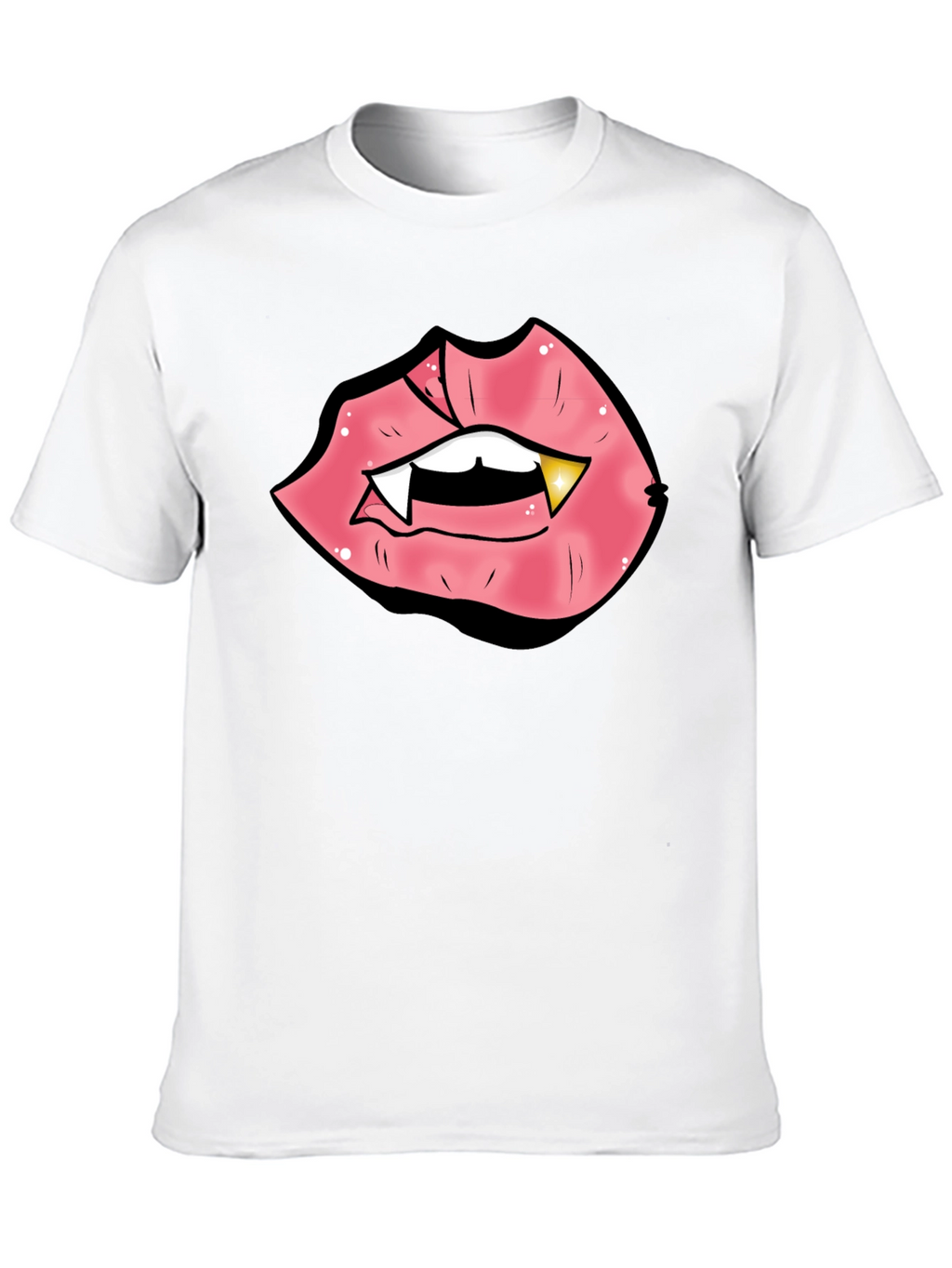 Vampire Lips Graphic Tee - Black Cotton Blend