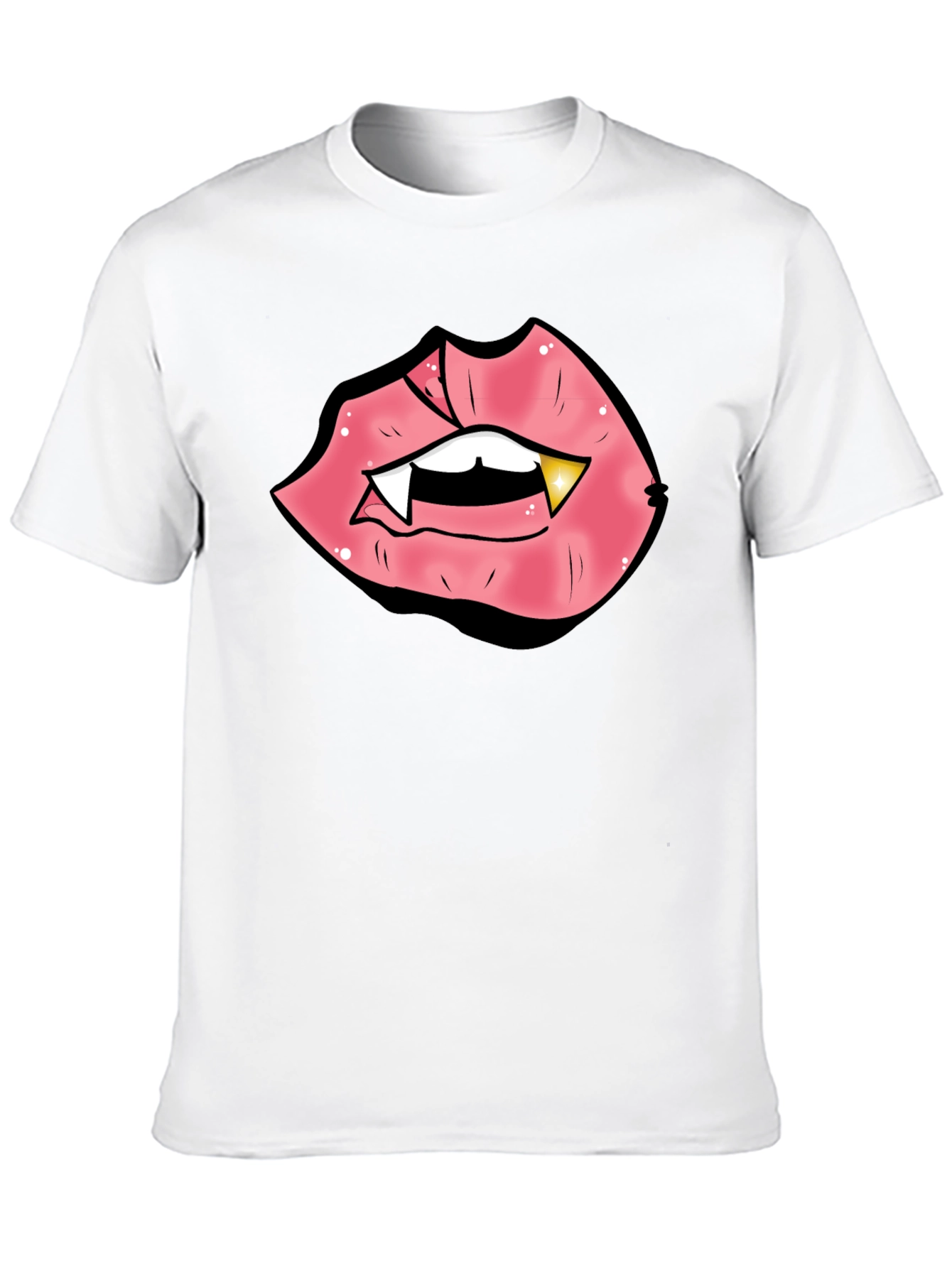 Vampire Lips Graphic Tee - Black Cotton Blend