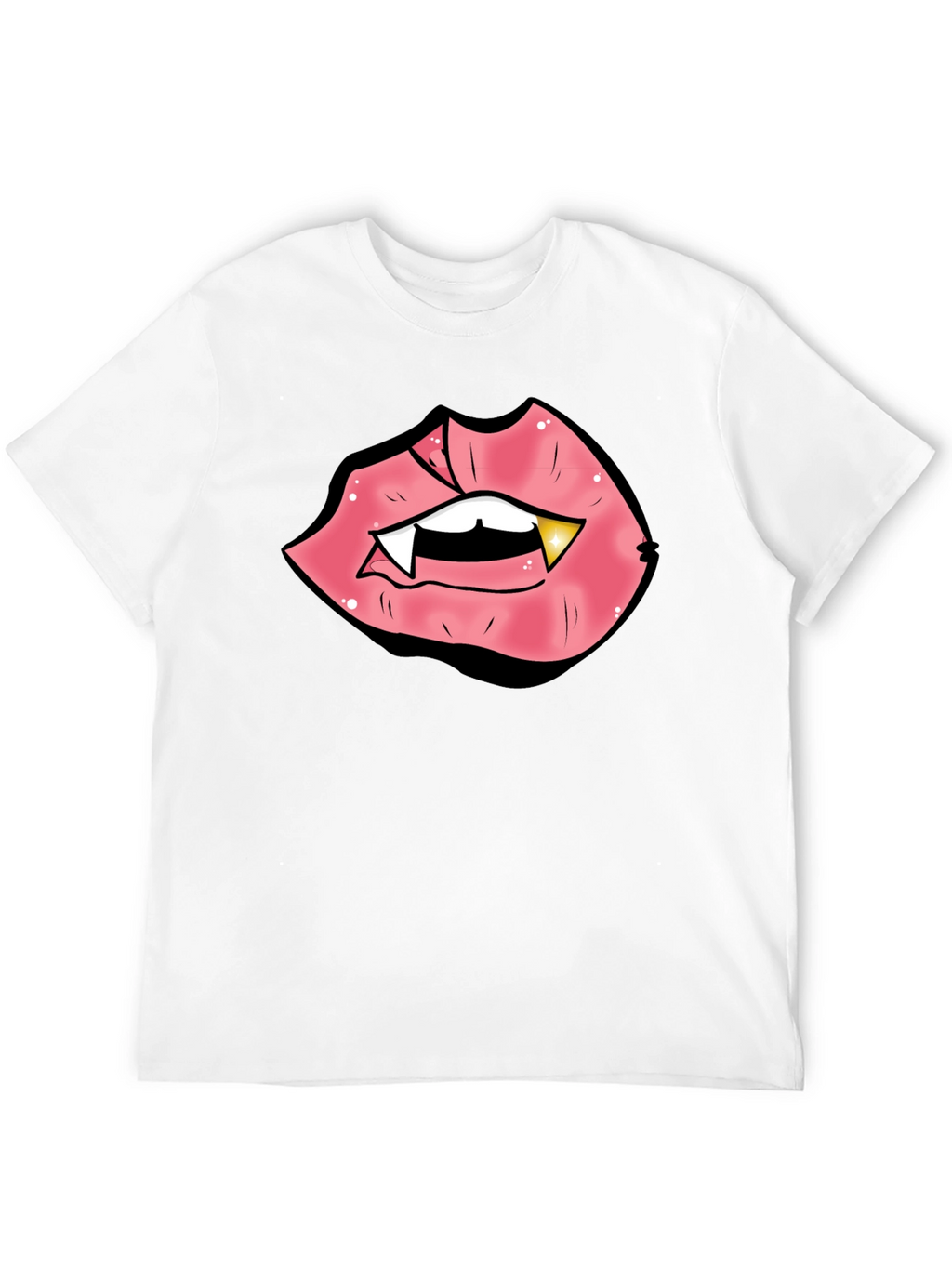Vampire Lips Graphic Tee - Black Cotton Blend