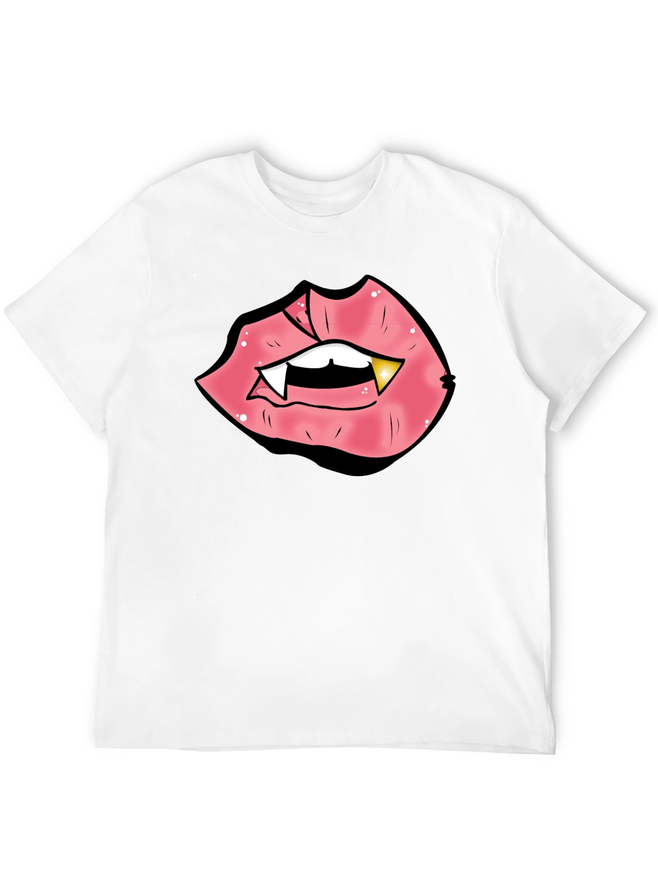 Vampire Lips Graphic Tee - Black Cotton Blend