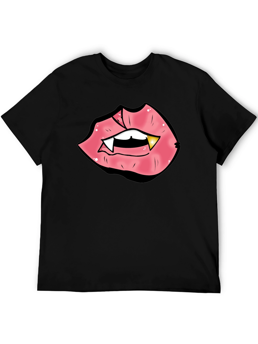 Vampire Lips Graphic Tee - Black Cotton Blend