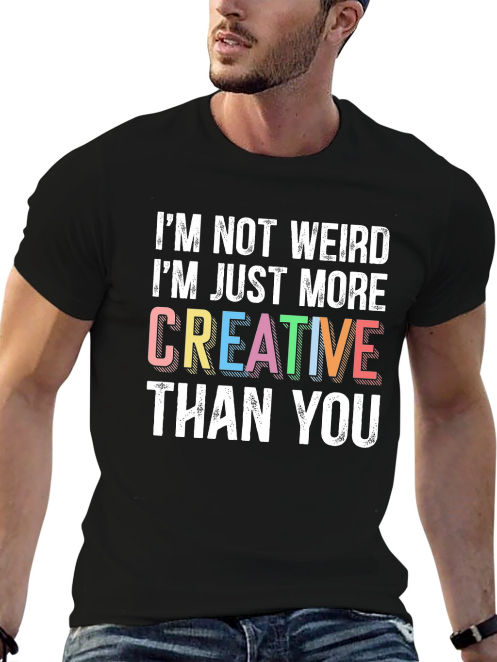 Creative Statement Graphic Tee - Black Cotton Shirt