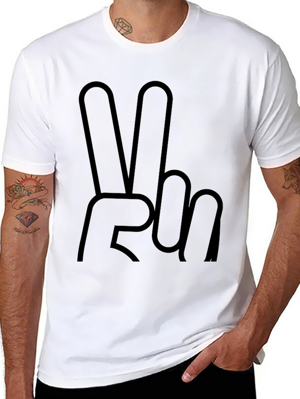 Peace Sign Graphic Tee - Casual Black T-Shirt