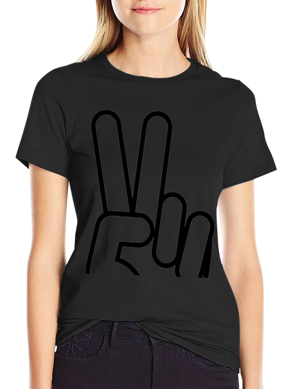 Peace Sign Graphic Tee - Casual Black T-Shirt