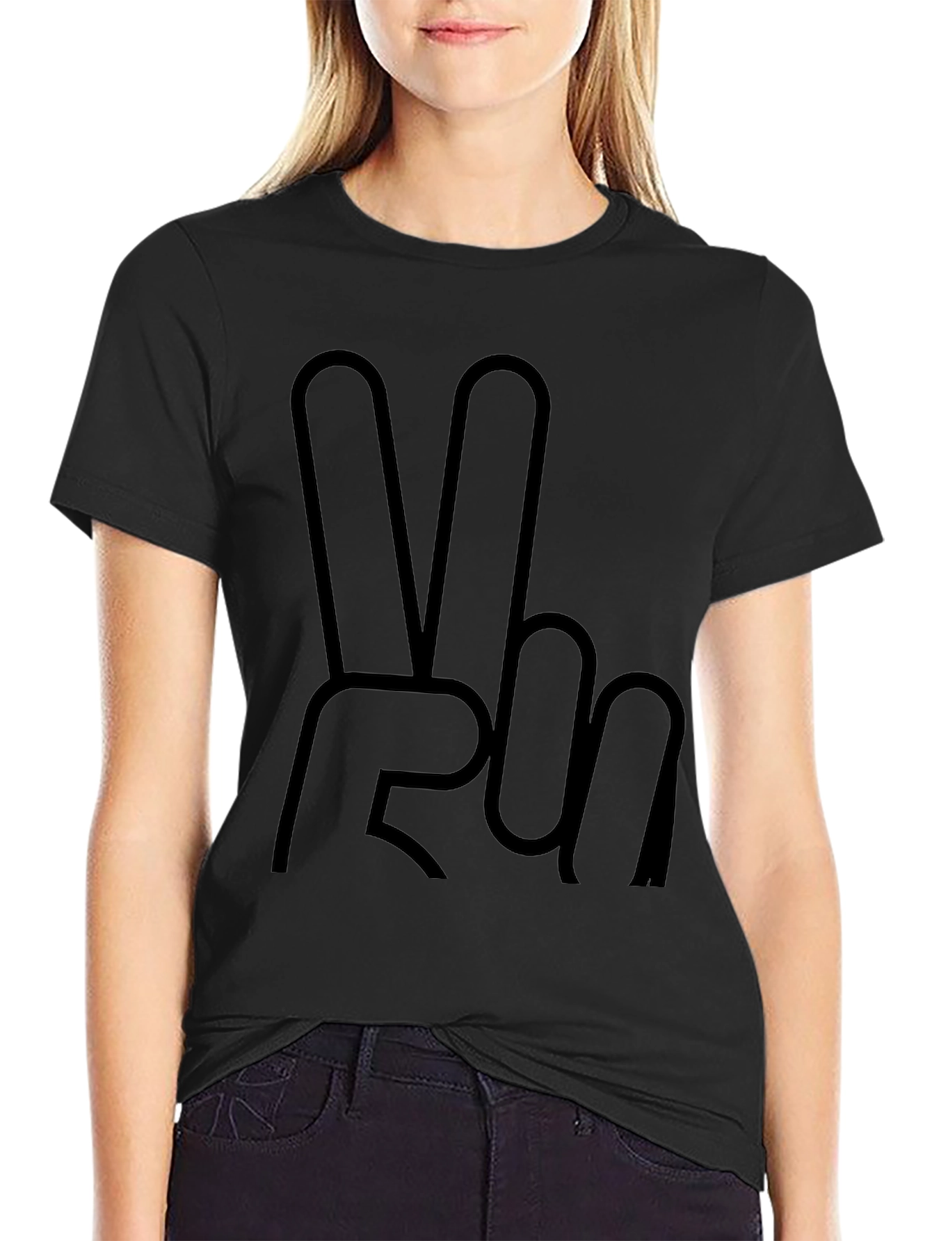 Peace Sign Graphic Tee - Casual Black T-Shirt