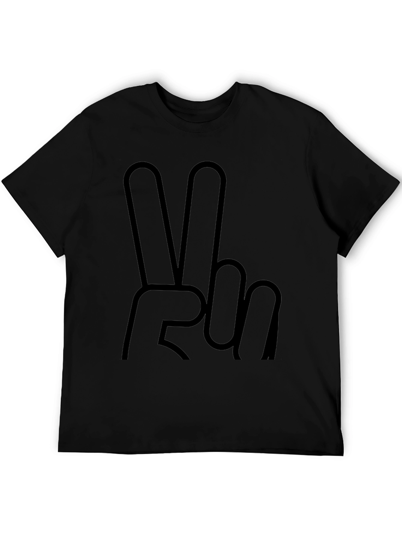 Peace Sign Graphic Tee - Casual Black T-Shirt