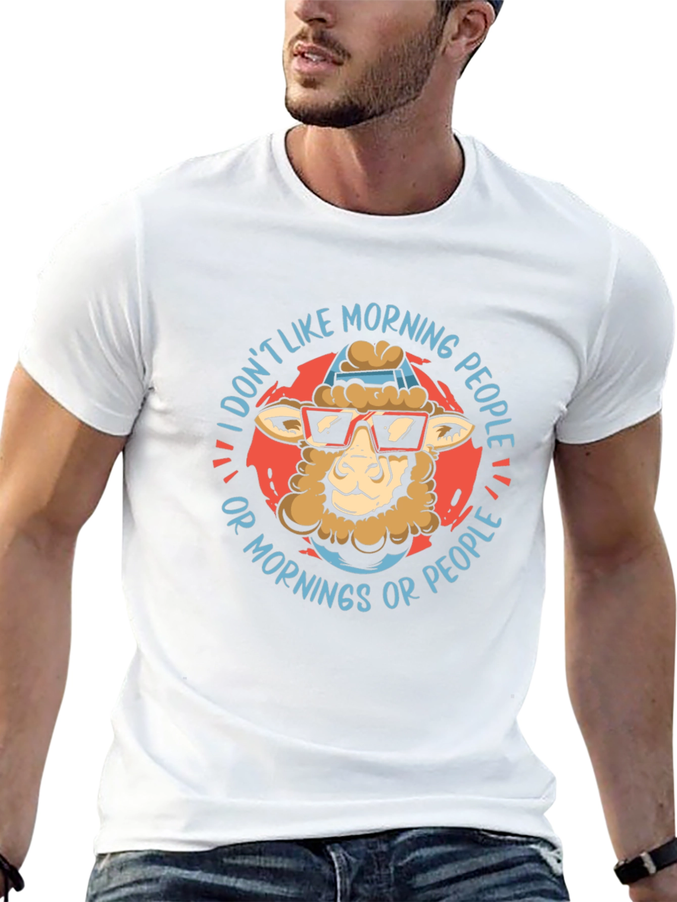Funny Sheep T-Shirt: I Dont Like Morning People