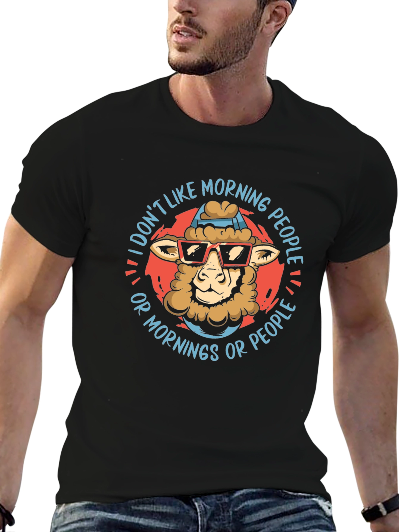 Funny Sheep T-Shirt: I Dont Like Morning People