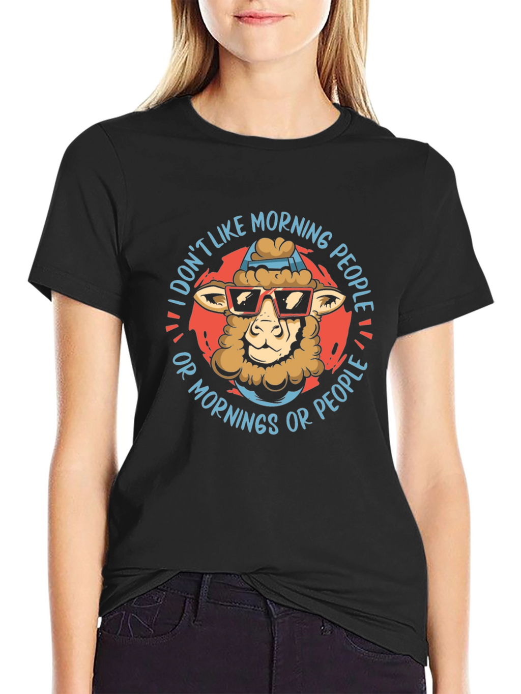 Funny Sheep T-Shirt: I Dont Like Morning People