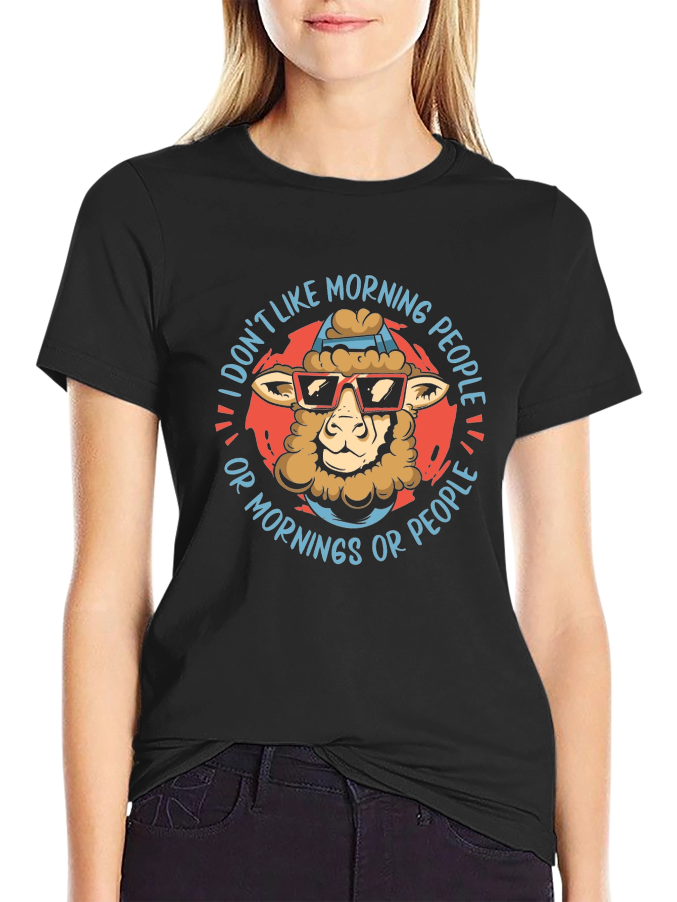 Funny Sheep T-Shirt: I Dont Like Morning People