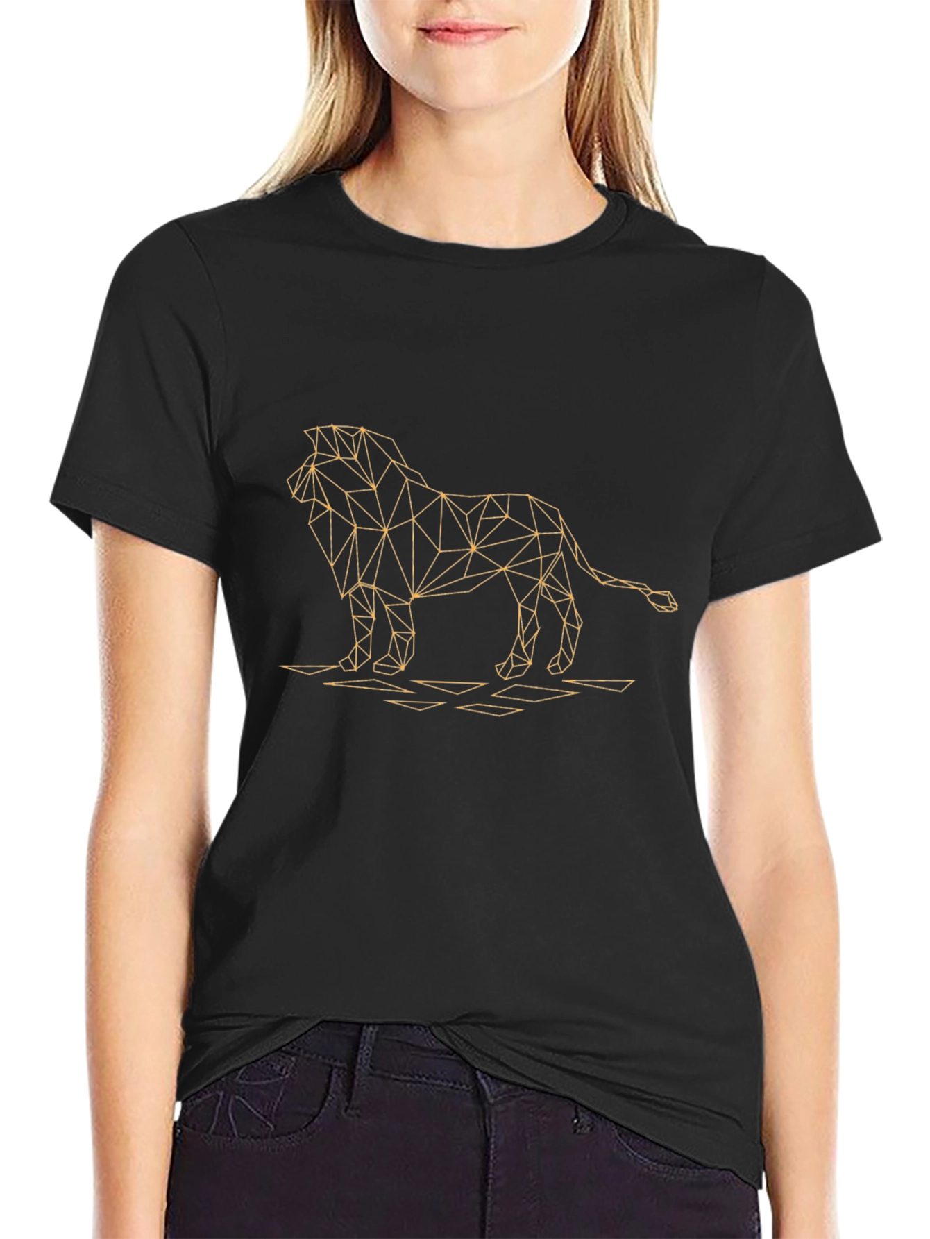 Geometric Lion Graphic Tee - Modern Style