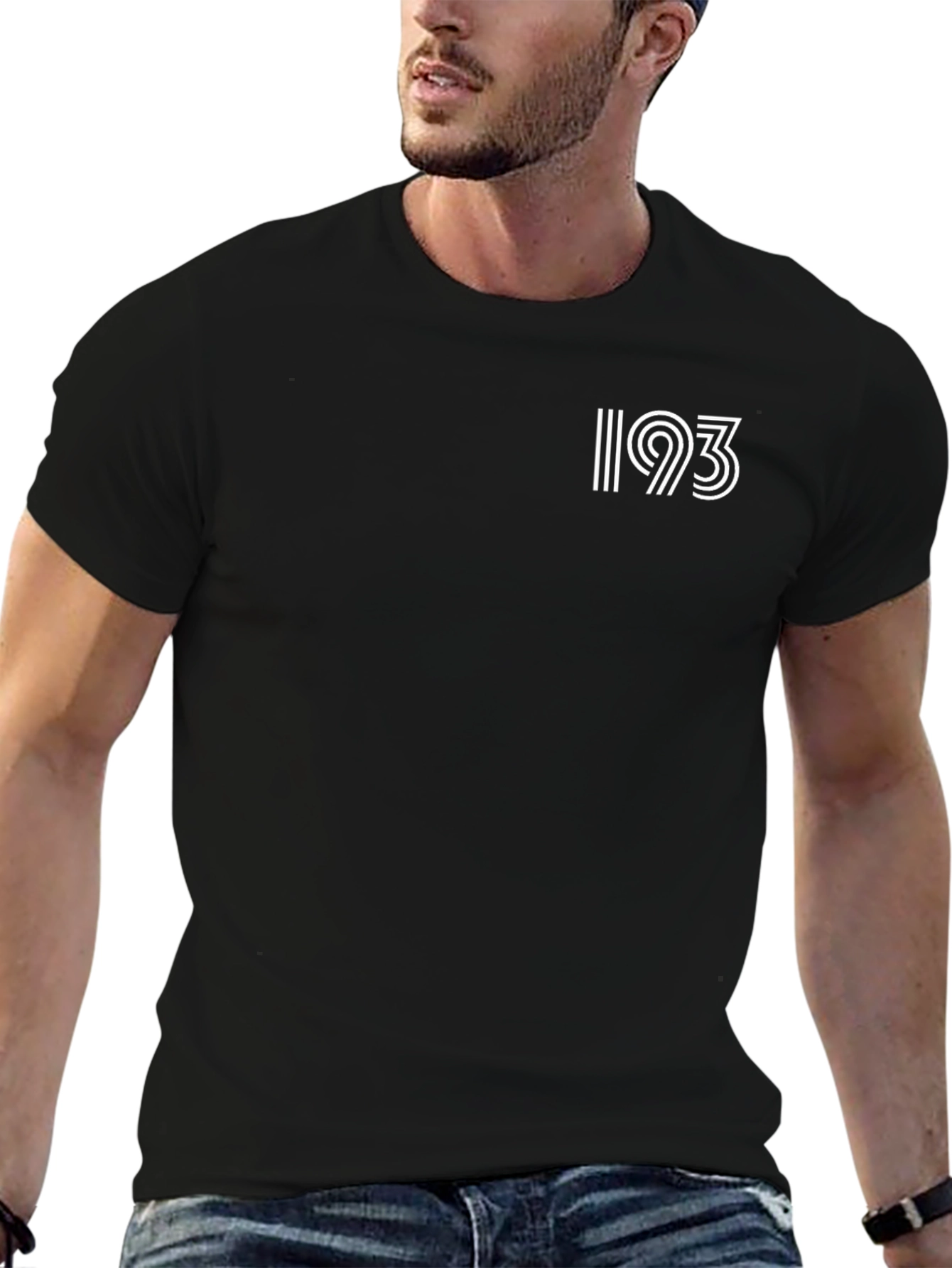 Modern Black T-Shirt with White 193 Graphic