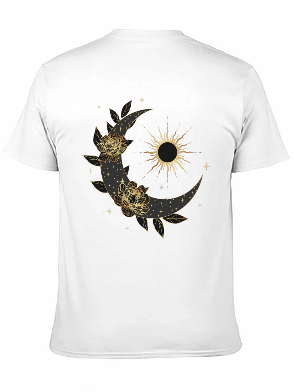 Celestial Moon & Sun Graphic Black T-Shirt
