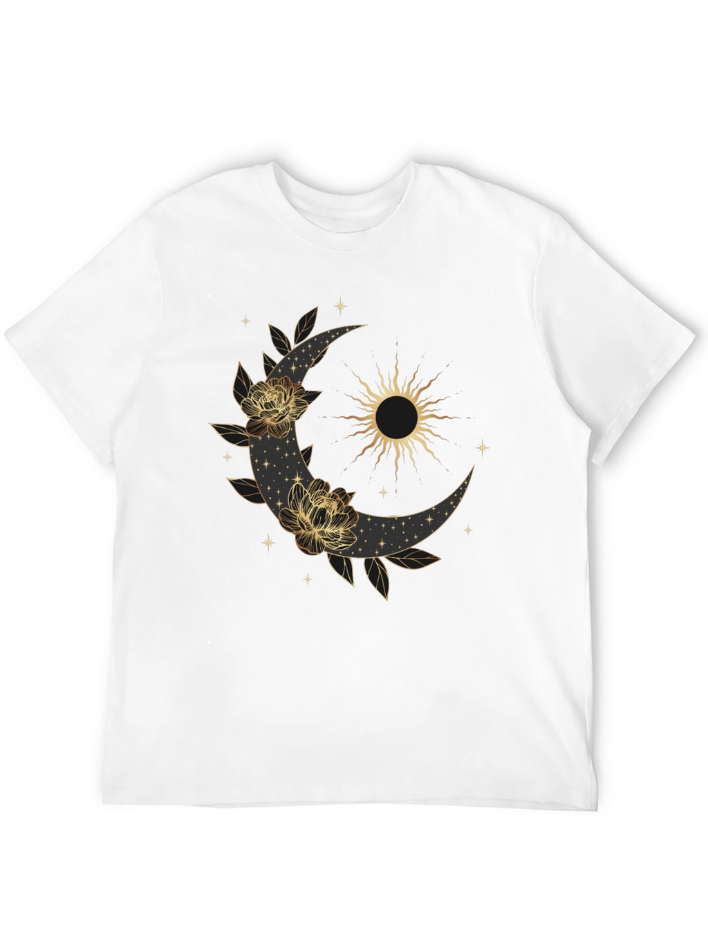 Celestial Moon & Sun Graphic Black T-Shirt