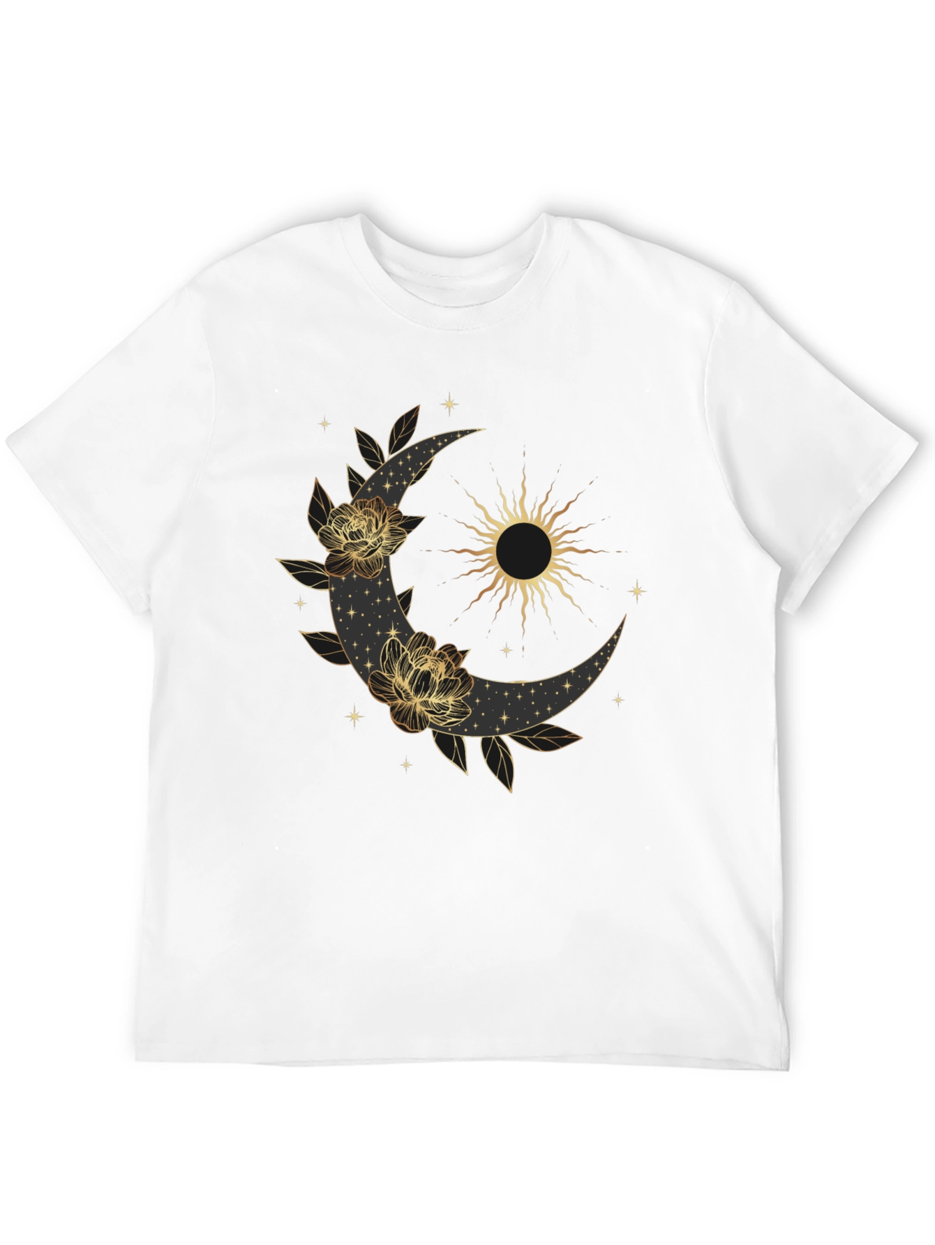 Celestial Moon & Sun Graphic Black T-Shirt
