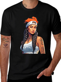 Black Tee with Tattooed Woman Graphic