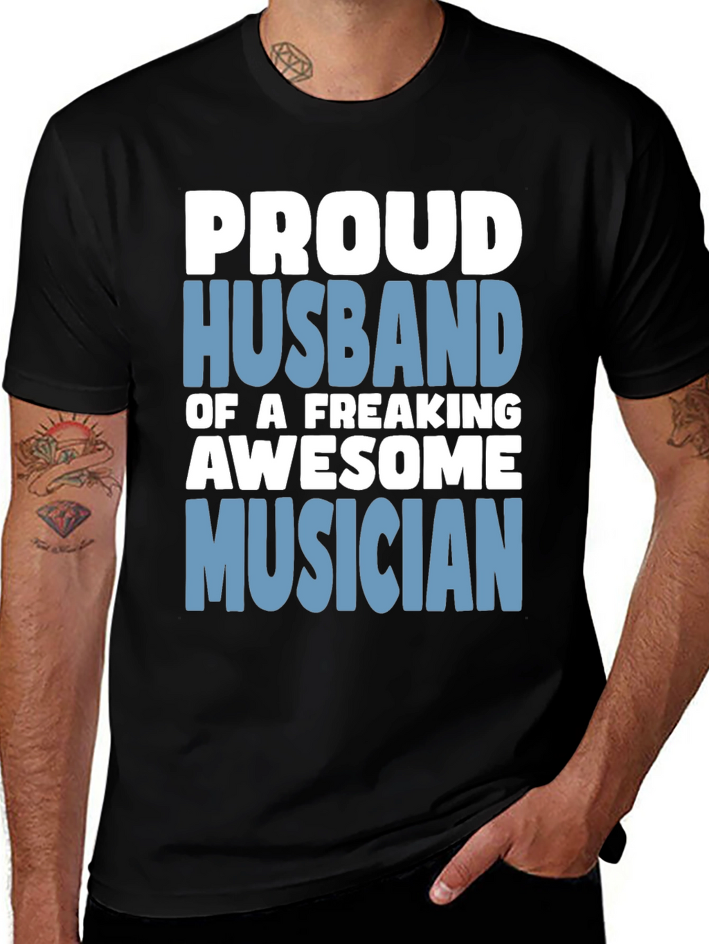 Proud Husband Musician Graphic T-Shirt