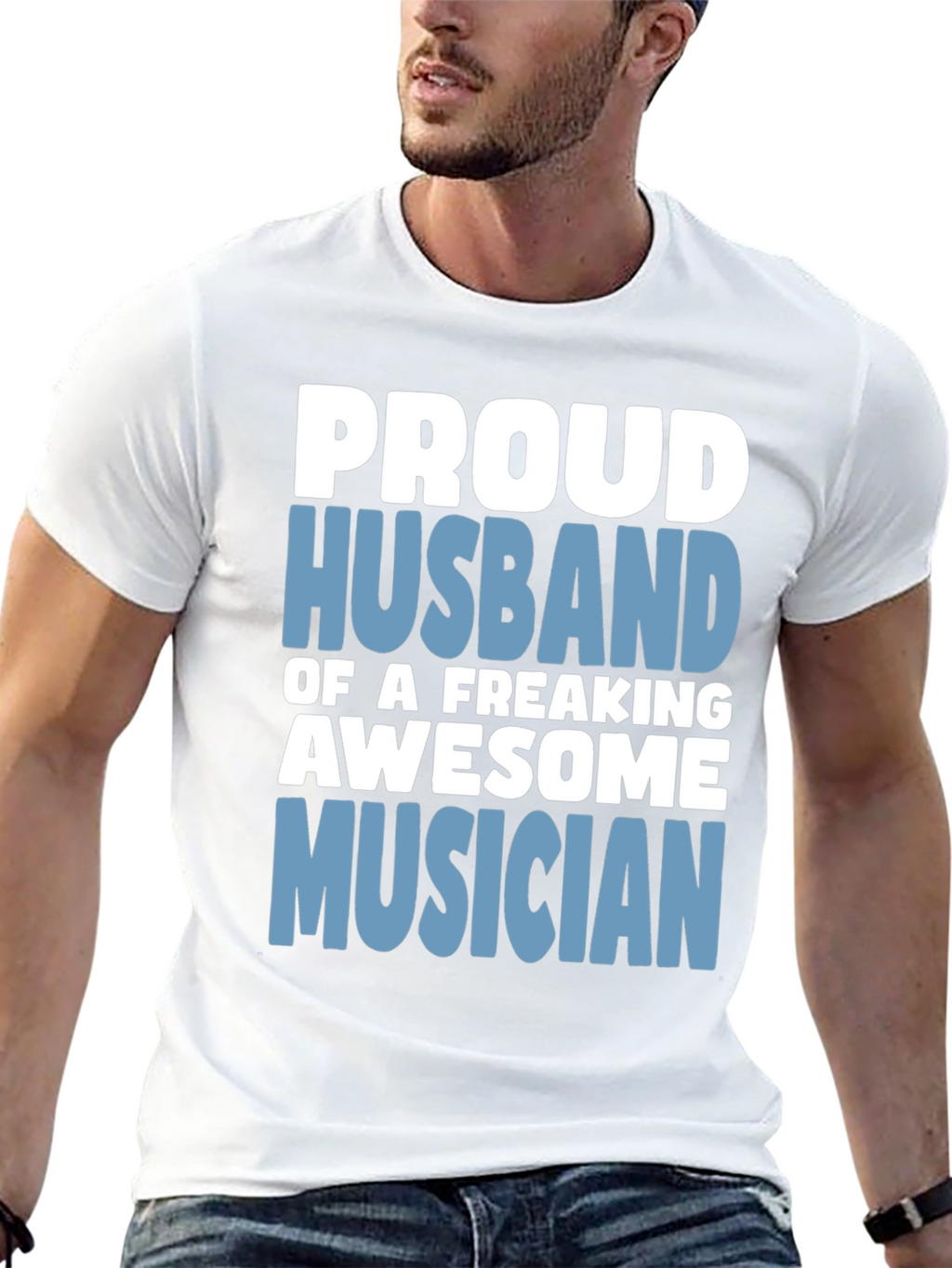 Proud Husband Musician Graphic T-Shirt