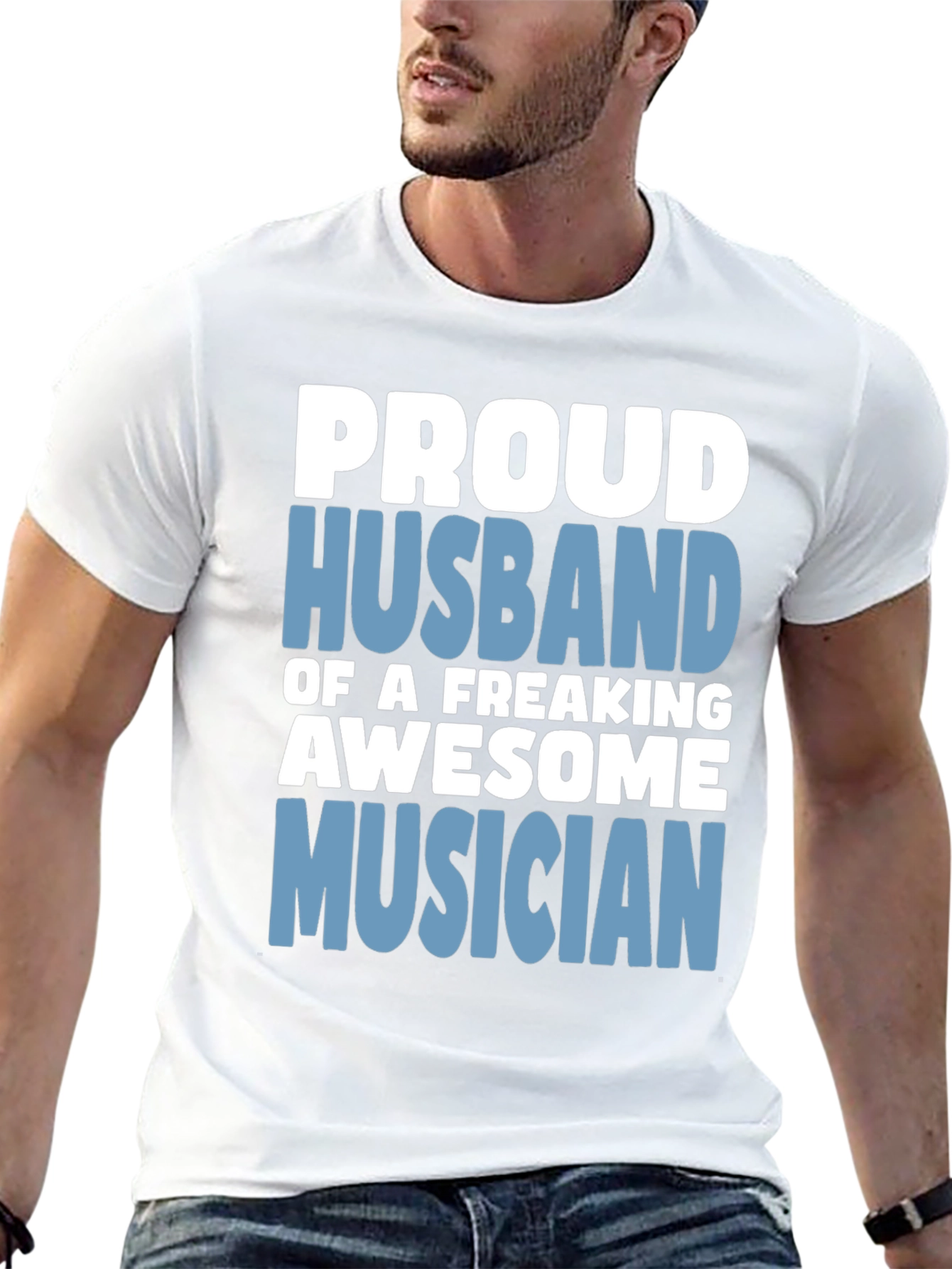 Proud Husband Musician Graphic T-Shirt